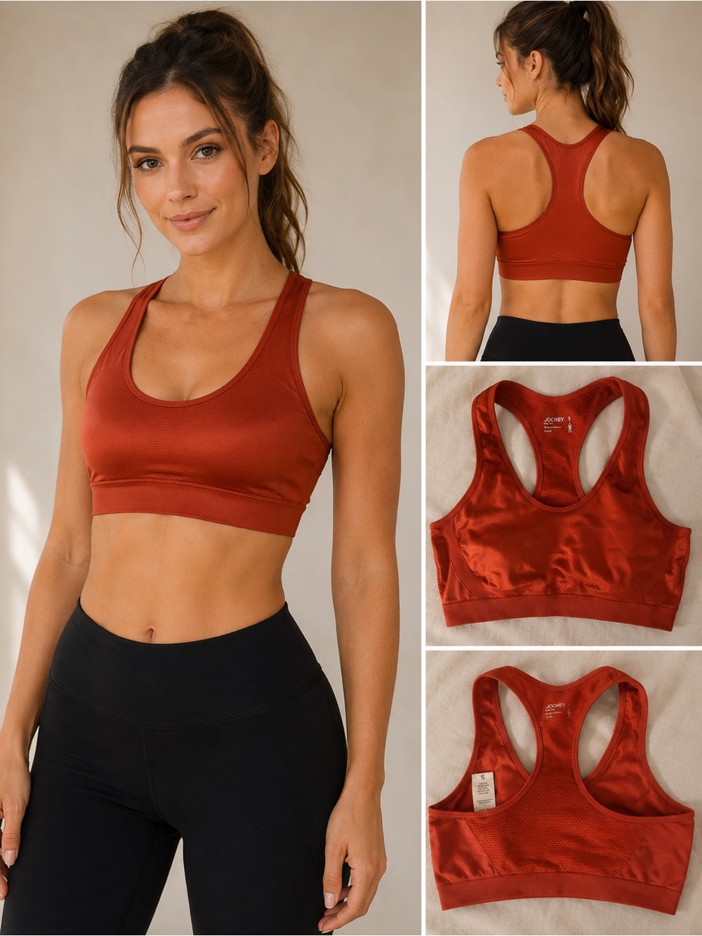 NWOT Jockey Burnt Orange Room for Adding Removable Padding Sports Bra Small
